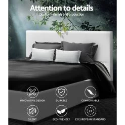 Artiss Double Full Size Bed Frame Base Mattress Platform White Leather Wooden NEO -Furniture Shop BFRAME E NEO D WH AB 02