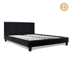 Artiss Double Size PU Leather Bed Frame Headboard – Black