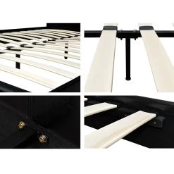 Artiss Double Size PU Leather Bed Frame Headboard – Black -Furniture Shop BFRAME E NEO DOU BK AB 07