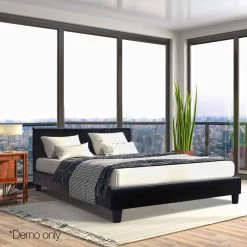 Artiss Double Size PU Leather Bed Frame Headboard – Black -Furniture Shop BFRAME E NEO DOU BK AB 08