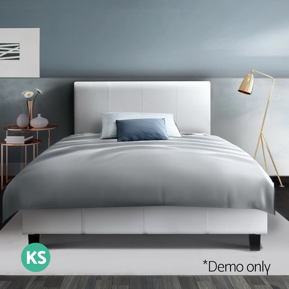 Artiss King Single Size Bed Frame Base Mattress Platform White Leather Wooden NEO 9 Artiss King Single Size Bed Frame Base Mattress Platform White Leather Wooden NEO - Image 7