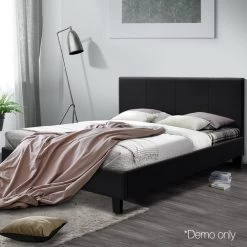 Queen Size Fabric Bed Frame – Charcoal -Furniture Shop BFRAME E NEO Q CHAR AB 09