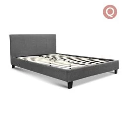 Artiss Queen Size Fabric Bed Frame Headboard- Grey