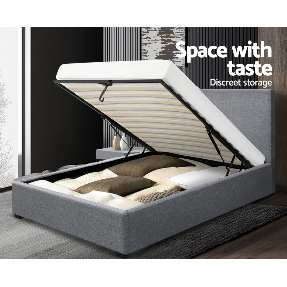 Artiss King Single Size Gas Lift Bed Frame Base With Storage Mattress Grey Fabric NINO 9 Artiss King Single Size Gas Lift Bed Frame Base With Storage Mattress Grey Fabric NINO - Image 7