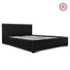 Artiss Queen Size PU Leather And Wood Bed Frame Headborad – Black -Furniture Shop BFRAME E NINO Q BK AB 00