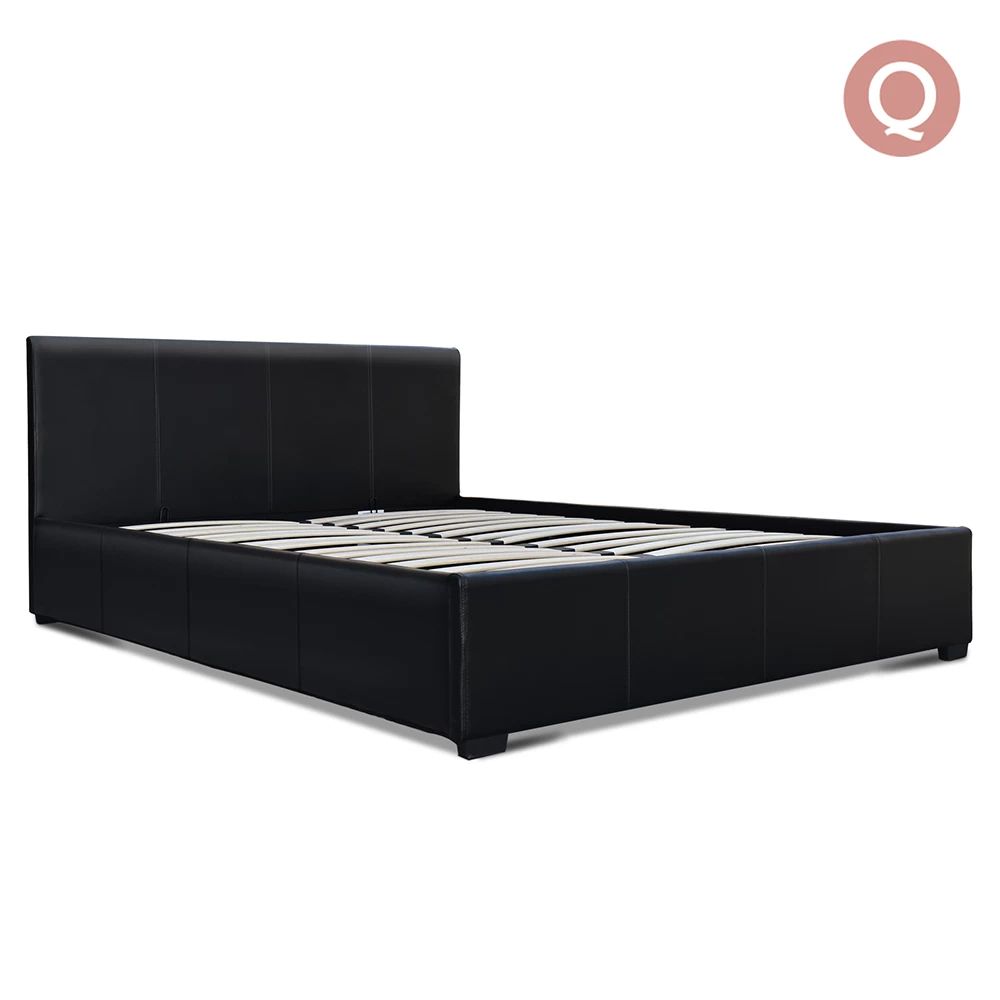 Artiss Queen Size PU Leather And Wood Bed Frame Headborad – Black 3 Artiss Queen Size PU Leather And Wood Bed Frame Headborad – Black