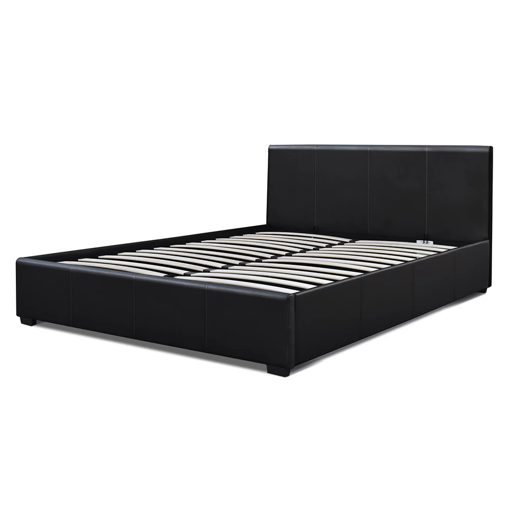 Artiss Queen Size PU Leather And Wood Bed Frame Headborad – Black 6 Artiss Queen Size PU Leather And Wood Bed Frame Headborad – Black - Image 4