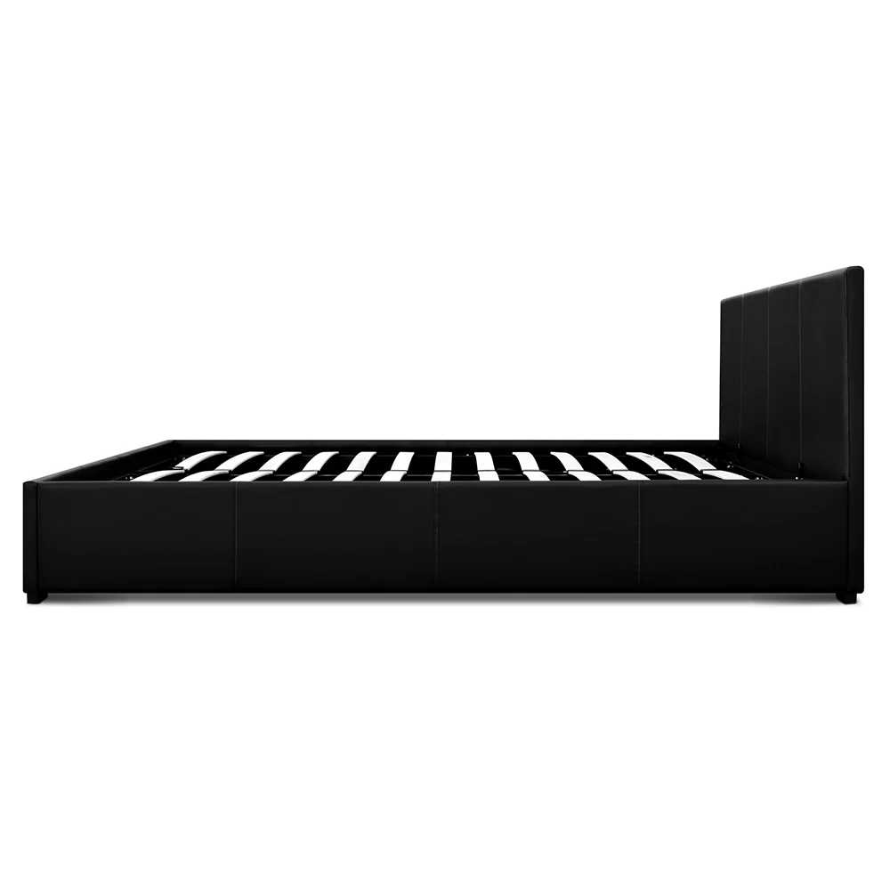 Artiss Queen Size PU Leather And Wood Bed Frame Headborad – Black 7 Artiss Queen Size PU Leather And Wood Bed Frame Headborad – Black - Image 5