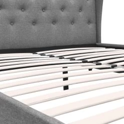 Artiss Double Size Wooden Upholstered Bed Frame Headborad – Grey -Furniture Shop BFRAME E PIER D GY AB 09