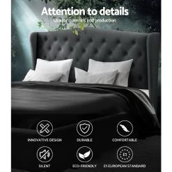 Artiss King Size Bed Frame Base Mattress Platform Fabric Wooden Charcoal PIER -Furniture Shop BFRAME E PIER K CHAR ABC 02