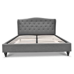 Artiss Queen Size Wooden Upholstered Bed Frame Headborad – Grey -Furniture Shop BFRAME E PIER Q GY AB 02