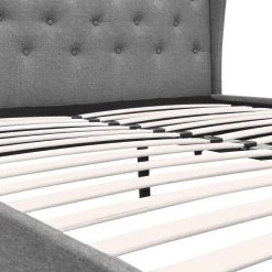 Artiss Queen Size Wooden Upholstered Bed Frame Headborad – Grey -Furniture Shop BFRAME E PIER Q GY AB 09