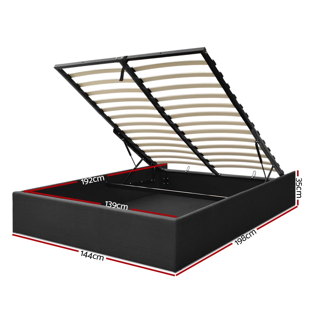 Artiss TOKI Double Size Storage Gas Lift Bed Frame Without Headboard Fabric Charcoal 4 Artiss TOKI Double Size Storage Gas Lift Bed Frame Without Headboard Fabric Charcoal - Image 2