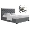Artiss Double Full Size Gas Lift Bed Frame Base With Storage Mattress Grey Fabric VILA -Furniture Shop BFRAME E VILA D GY AB 00