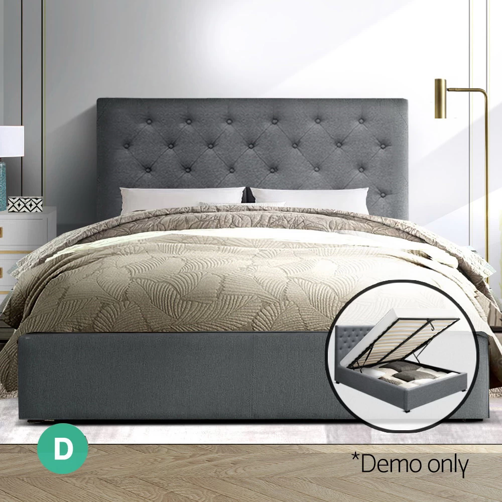 Artiss Double Full Size Gas Lift Bed Frame Base With Storage Mattress Grey Fabric VILA 9 Artiss Double Full Size Gas Lift Bed Frame Base With Storage Mattress Grey Fabric VILA - Image 7