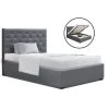 Artiss VILA King Single Size Gas Lift Bed Frame Base With Storage Mattress Grey Fabric -Furniture Shop BFRAME E VILA KS GY ABC 00