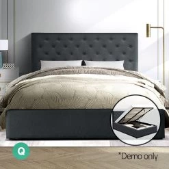 Artiss Queen Size Gas Lift Bed Frame Base With Storage Mattress Charcoal Fabric VILA 15 Artiss Queen Size Gas Lift Bed Frame Base With Storage Mattress Charcoal Fabric VILA -Furniture Shop BFRAME E VILA Q CHAR AB 06