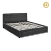 Artiss Double Size Fabric Bed Frame Headboard With Drawers– Charcoal