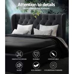 Artiss Queen Size Bed Frame Base Mattress With Storage Drawer Charcoal Fabric MILA 12 Artiss Queen Size Bed Frame Base Mattress With Storage Drawer Charcoal Fabric MILA -Furniture Shop BFRAME F MILA Q CHA ABC 03