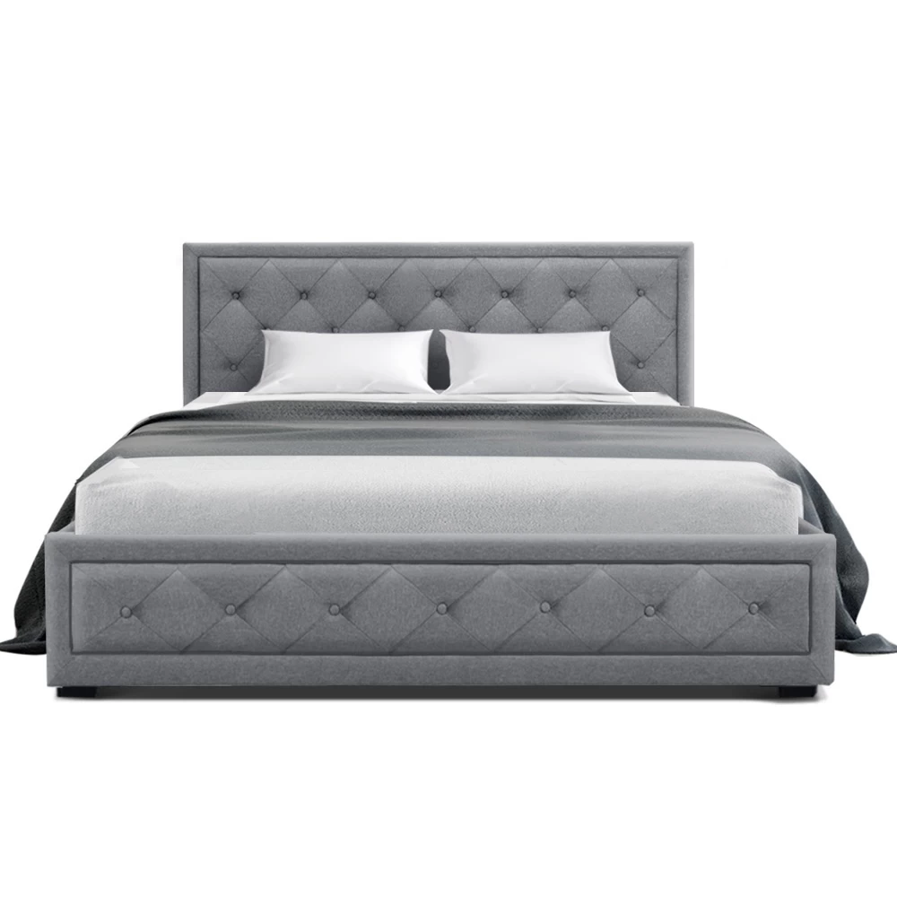 Artiss Bed Frame Double Full Size Gas Lift Base With Storage Grey Fabric TIYO 5 Artiss Bed Frame Double Full Size Gas Lift Base With Storage Grey Fabric TIYO - Image 3