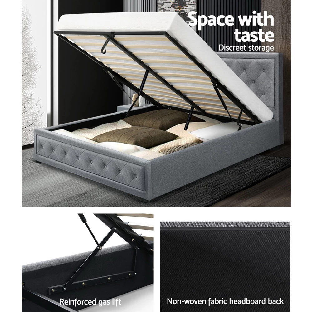 Artiss Bed Frame Double Full Size Gas Lift Base With Storage Grey Fabric TIYO 7 Artiss Bed Frame Double Full Size Gas Lift Base With Storage Grey Fabric TIYO - Image 5