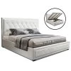 Artiss TIYO King Size Gas Lift Bed Frame Base With Storage Mattress White Leather