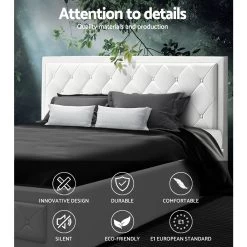 Artiss TIYO King Size Gas Lift Bed Frame Base With Storage Mattress White Leather -Furniture Shop BFRAME F TIYO K WH ABC 02