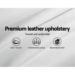 Artiss TIYO King Size Gas Lift Bed Frame Base With Storage Mattress White Leather -Furniture Shop BFRAME F TIYO K WH ABC 05