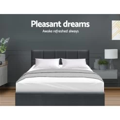 Bed Frame Double Size Base Mattress Platform Fabric Wooden Charcoal TINO 13 Bed Frame Double Size Base Mattress Platform Fabric Wooden Charcoal TINO -Furniture Shop BFRAME H TINO D CA AB 04