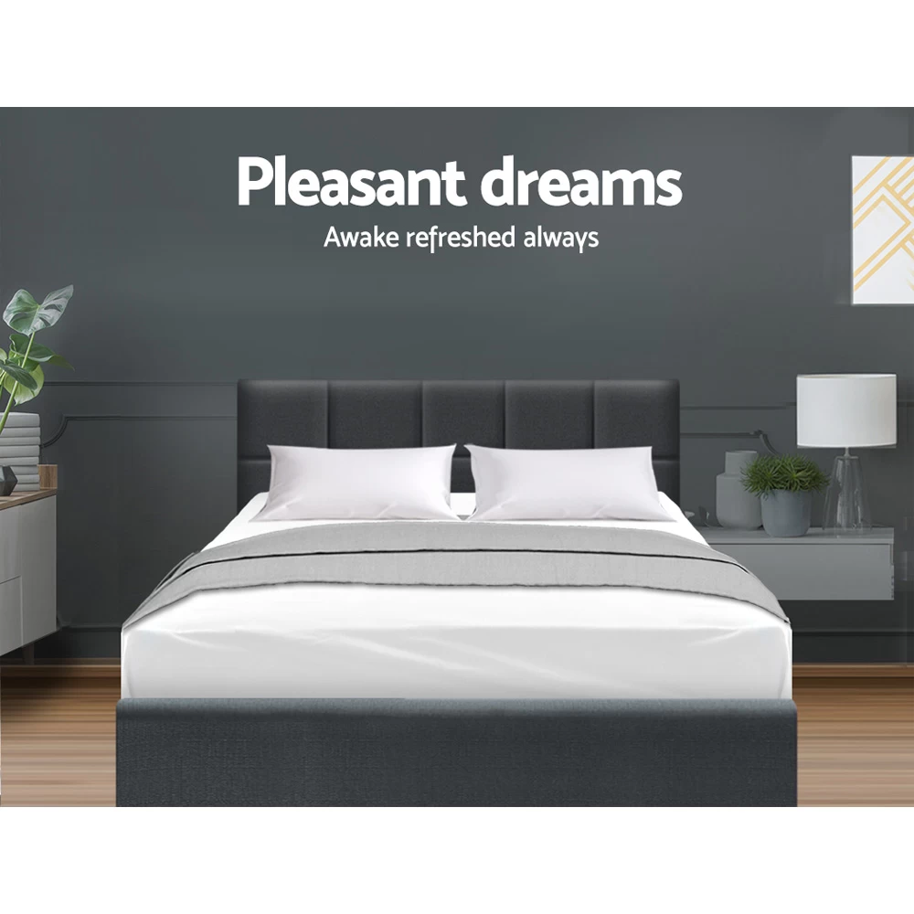 Bed Frame Double Size Base Mattress Platform Fabric Wooden Charcoal TINO 7 Bed Frame Double Size Base Mattress Platform Fabric Wooden Charcoal TINO - Image 5