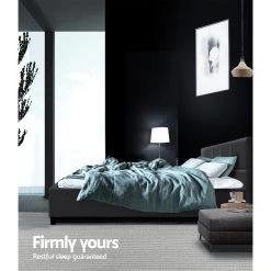 Bed Frame Queen Size Base Mattress Platform Fabric Wooden Charcoal TINO 14 Bed Frame Queen Size Base Mattress Platform Fabric Wooden Charcoal TINO -Furniture Shop BFRAME H TINO Q CA AB 05