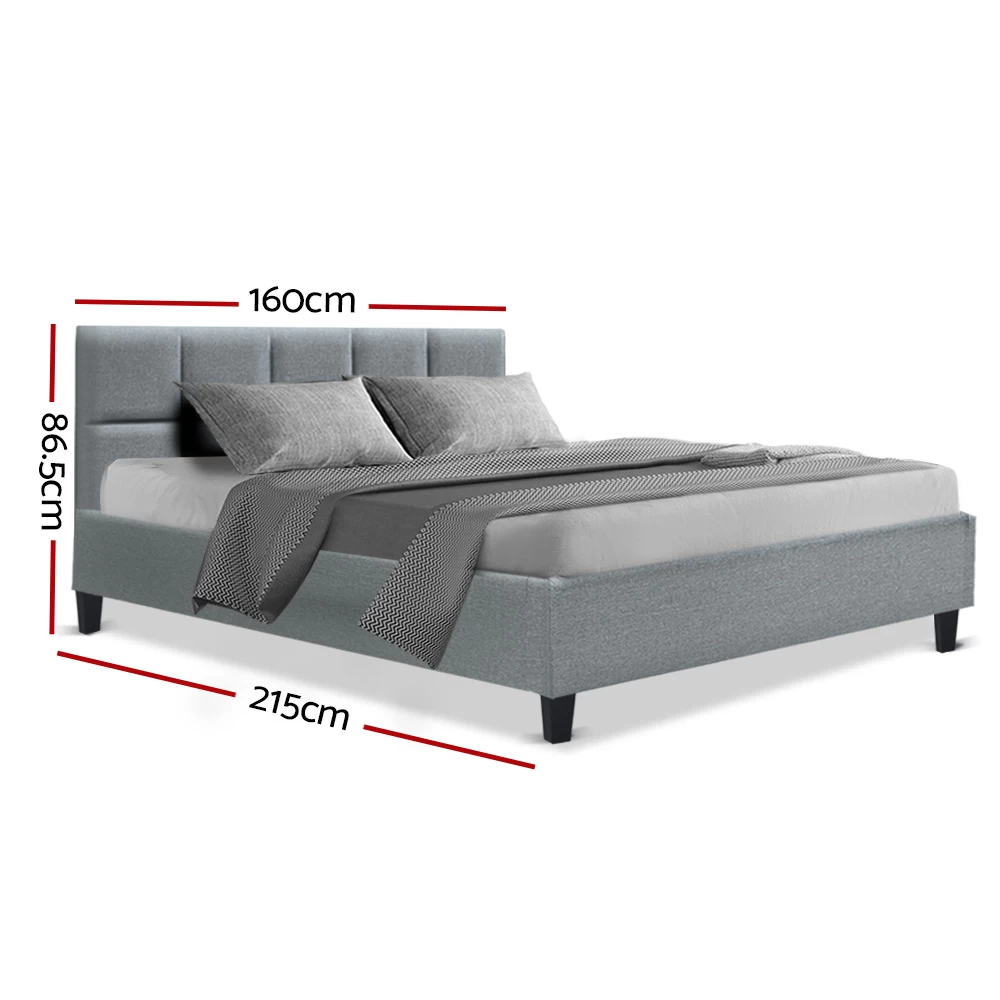 Artiss Bed Frame Queen Size Base Mattress Platform Fabric Wooden Charcoal 4 Artiss Bed Frame Queen Size Base Mattress Platform Fabric Wooden Charcoal - Image 2