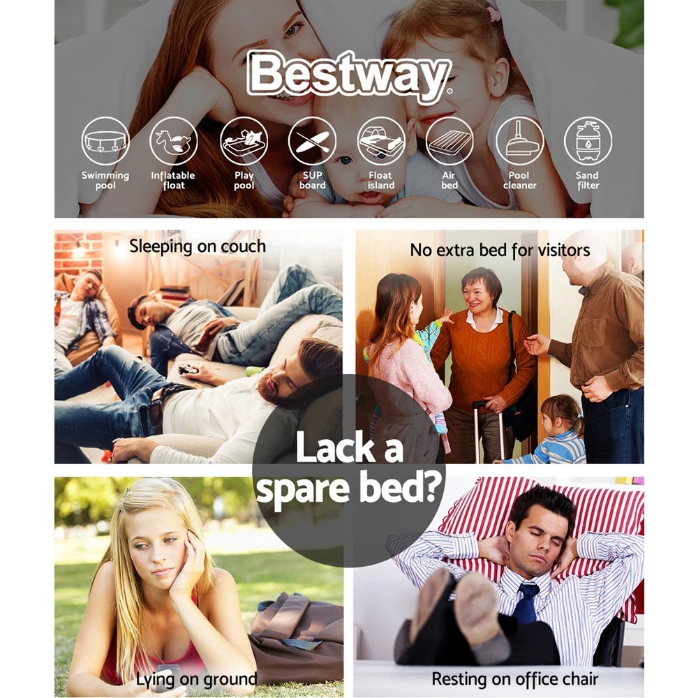 Bestway Queen Air Bed Inflatable Mattress Sleeping Mat Battery Built-in Pump 6 Bestway Queen Air Bed Inflatable Mattress Sleeping Mat Battery Built-in Pump - Image 4