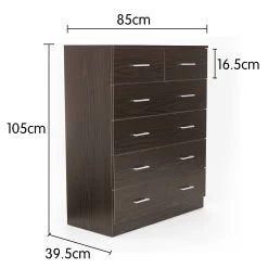 Tallboy Dresser 6 Chest Of Drawers Cabinet 85 X 39.5 X 105 – Brown -Furniture Shop CBT 085 040 105 BRW 7