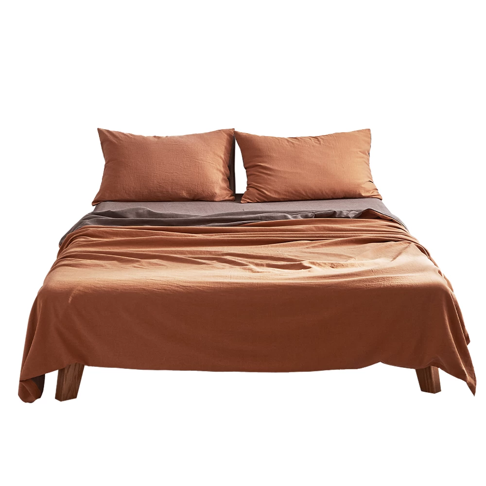 Cosy Club Sheet Set Cotton Sheets Single Orange Brown 3 Cosy Club Sheet Set Cotton Sheets Single Orange Brown