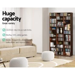 Artiss Adjustable Book Storage Shelf Rack Unit – Expresso -Furniture Shop CD SHELF ES AB 03