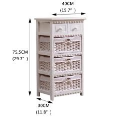 Bedroom Storage Dresser Chest 5 Drawers 3 Wicker Basket Cabinet 13 Bedroom Storage Dresser Chest 5 Drawers 3 Wicker Basket Cabinet -Furniture Shop DC10032028329