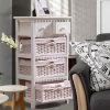 Bedroom Storage Dresser Chest 5 Drawers 3 Wicker Basket Cabinet -Furniture Shop DC10032028629