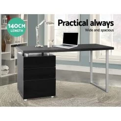 Artiss Metal Desk With 3 Drawers – Black 11 Artiss Metal Desk With 3 Drawers – Black -Furniture Shop DESK 140M BK AB 03