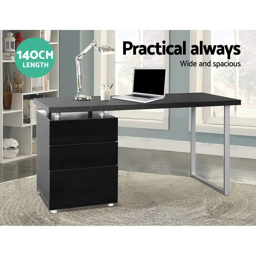 Artiss Metal Desk With 3 Drawers – Black 6 Artiss Metal Desk With 3 Drawers – Black - Image 4