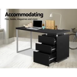 Artiss Metal Desk With 3 Drawers – Black 12 Artiss Metal Desk With 3 Drawers – Black -Furniture Shop DESK 140M BK AB 04