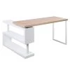Artiss Rotary Corner Desk With Bookshelf – Brown & White -Furniture Shop DESK CORNER 140 00