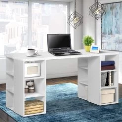 Artiss 3 Level Desk With Storage & Bookshelf – White -Furniture Shop DESK SHEF 150 WH AB 06