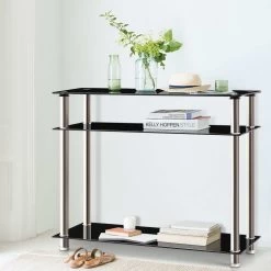Artiss Entry Hall Console Table – Black & Silver 15 Artiss Entry Hall Console Table – Black & Silver -Furniture Shop DINING B T05 BK 06