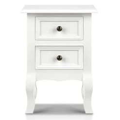 Artiss Bedside Tables Drawers Side Table French Storage Cabinet Nightstand Lamp -Furniture Shop DRESS TAB BS WH 02