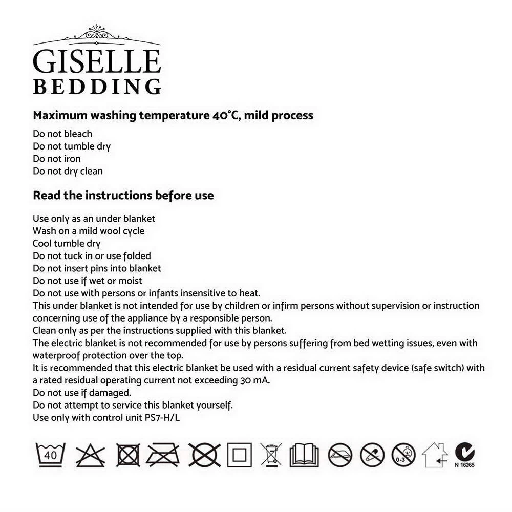 Giselle Heated Electric Blanket Washable Fully Fitted Polyester Underlay Pad Double 8 Giselle Heated Electric Blanket Washable Fully Fitted Polyester Underlay Pad Double - Image 6