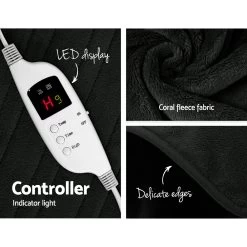 Giselle Bedding Heated Electric Throw Rug Fleece Sunggle Blanket Washable Charcoal 13 Giselle Bedding Heated Electric Throw Rug Fleece Sunggle Blanket Washable Charcoal -Furniture Shop EB THROW RUG CHR 04