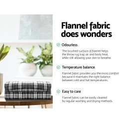 Giselle Bedding Electric Throw Rug Flannel Snuggle Blanket Washable Heated Grey And White Checkered -Furniture Shop EB THROW RUG FLN 03