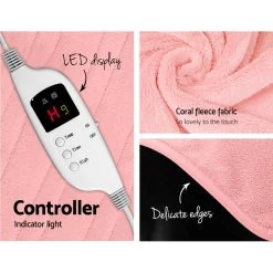 Giselle Bedding Heated Electric Throw Rug Fleece Sunggle Blanket Washable Pink 13 Giselle Bedding Heated Electric Throw Rug Fleece Sunggle Blanket Washable Pink -Furniture Shop EB THROW RUG PK 04