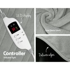 Giselle Bedding Heated Electric Throw Rug Fleece Sunggle Blanket Washable Silver -Furniture Shop EB THROW RUG SR 04